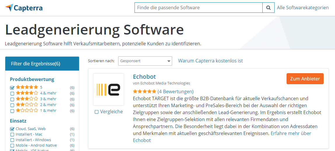 Capterra zur B2B-Leadgenerierung
