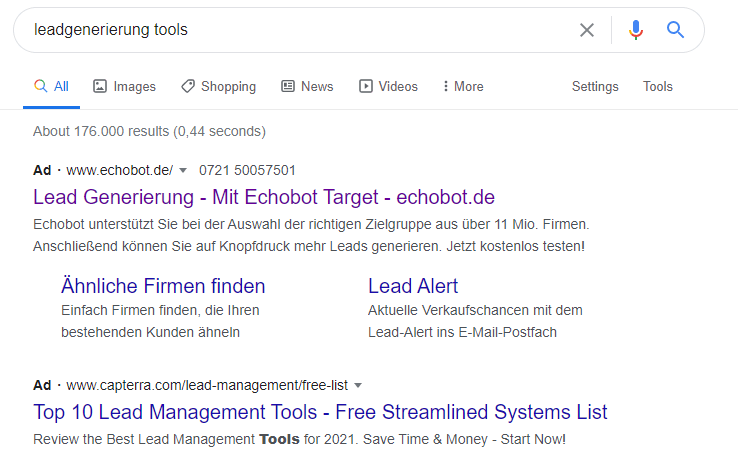 Screenshot Google Ads