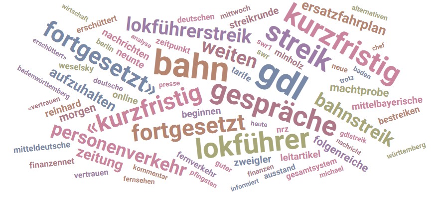 Tagcloud zum erneuten Lokführerstreik