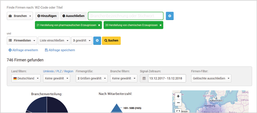 Firmensuche mit WZ-Codes