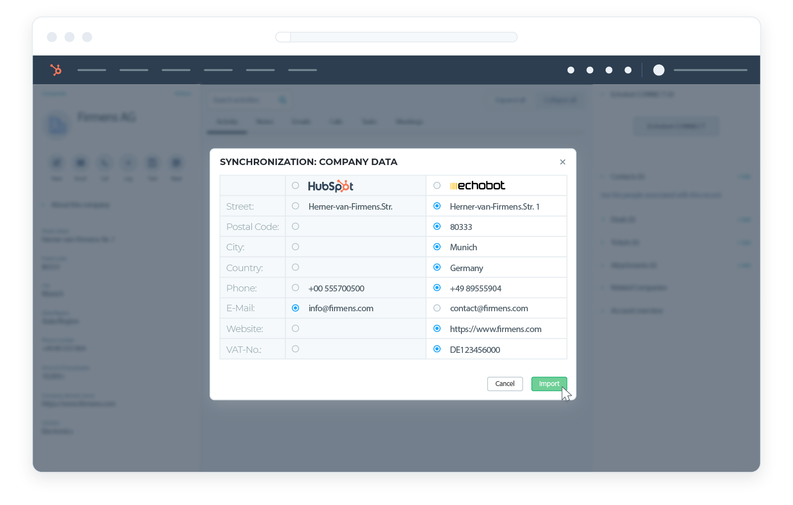 Firmendatensätze im Hubspot CRM aktuell halten