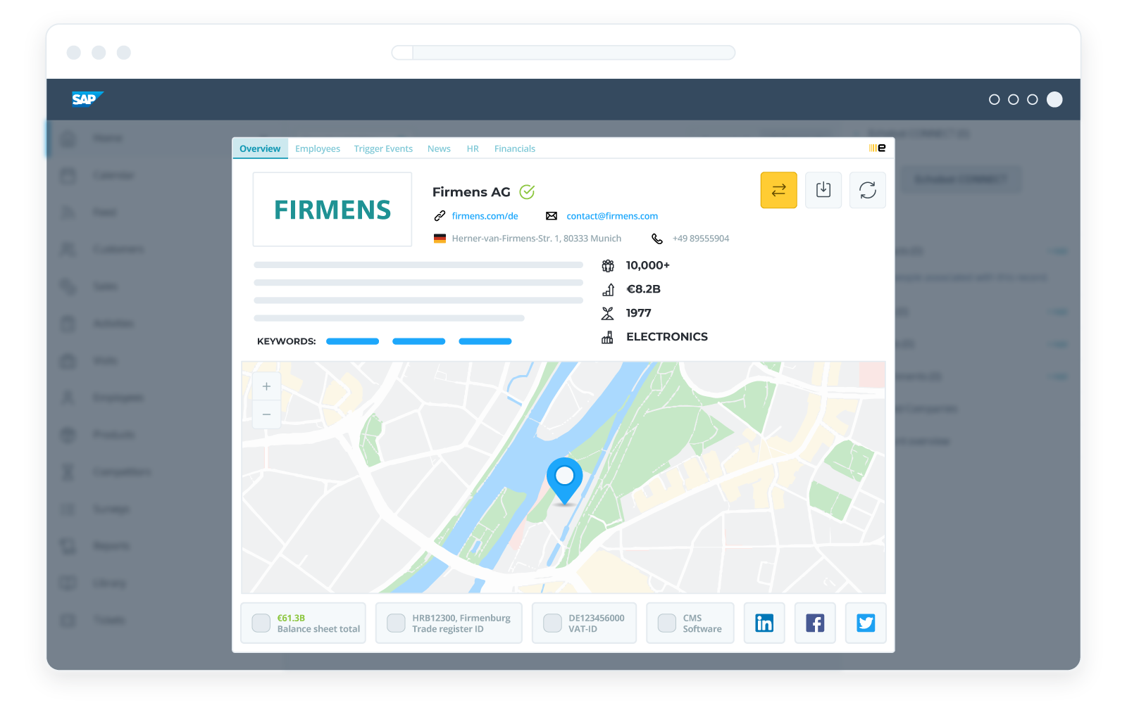 SAP CONNECT Integration Firmensuche