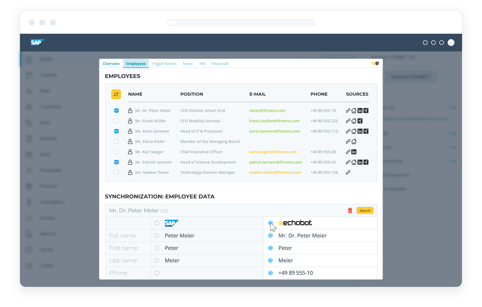 SAP CONNECT Integration Mitarbeiter