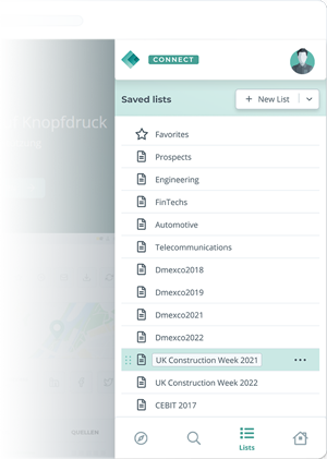 Firmen & Kontakte in Listen organisieren