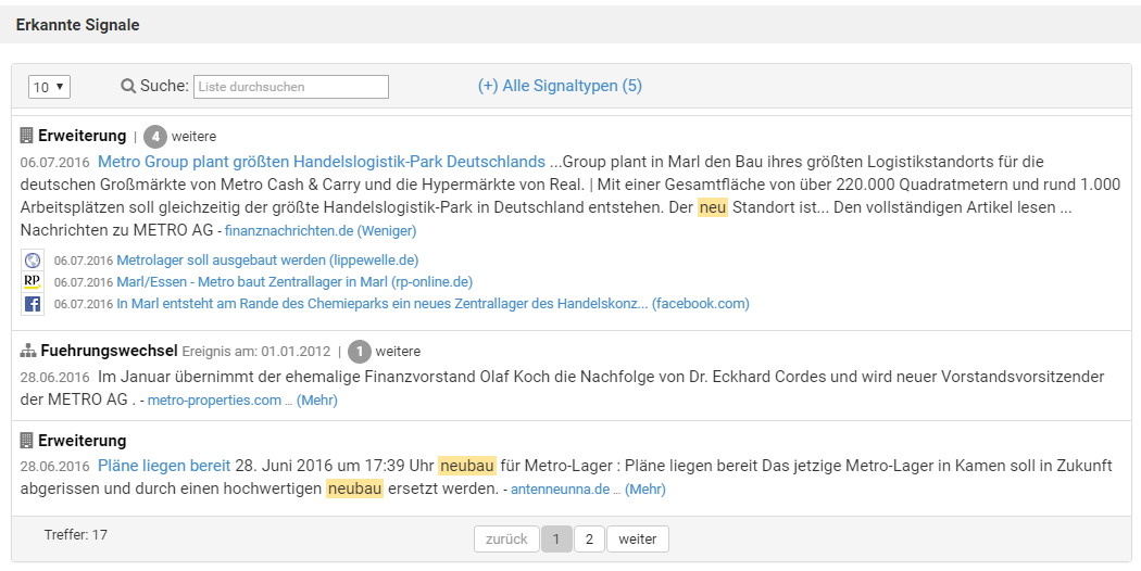 Signale in Echobot CONNECT Signale in Echobot CONNECT